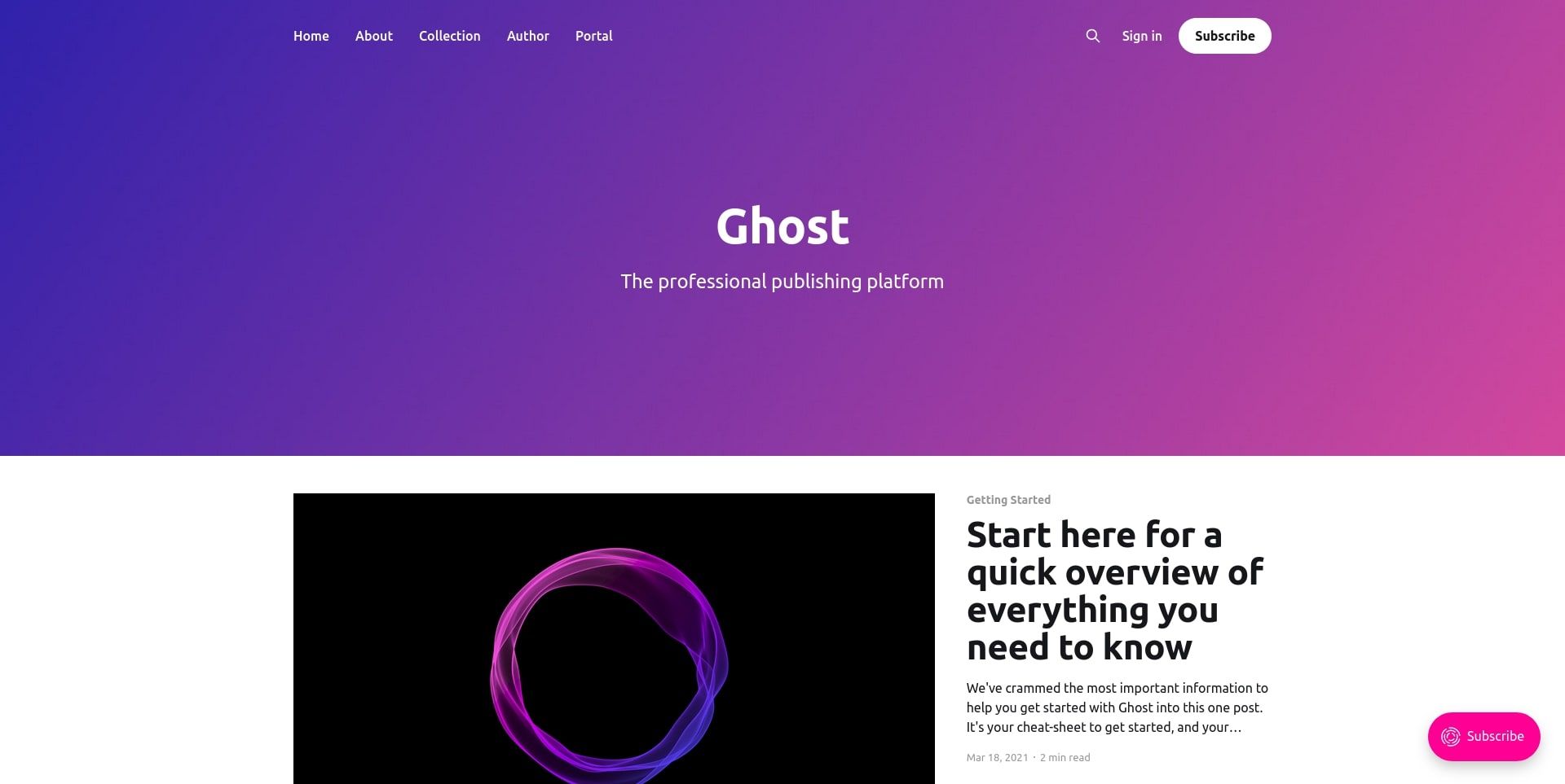 Ghost CMS's theme called Casper